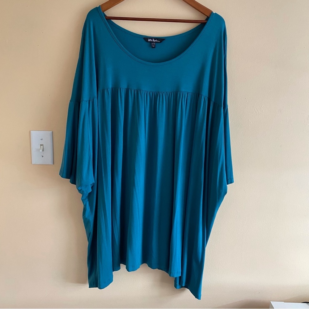 Ulla Popken Teal Cold Shoulder Oversized Tunic Top Plus Size 36/38 - Picture 14 of 14